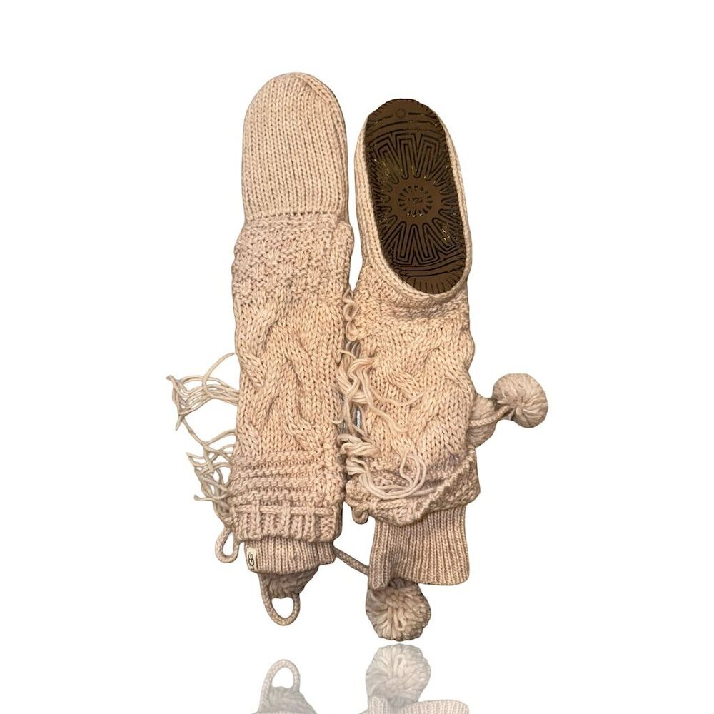 UGG Women's Cozy Knit Slipper Socks with Pom Pom Beige Winter: OSFM - Picture 2 of 7